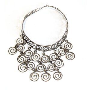 Metal spiral Choker and bib necklace